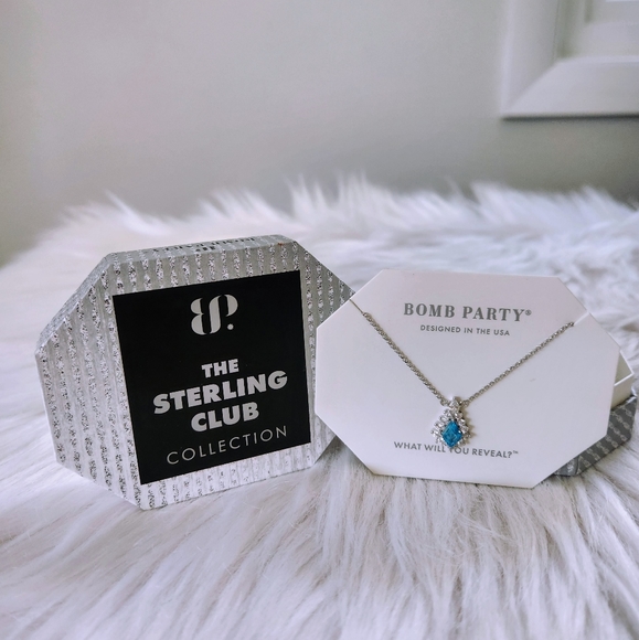 NWT Bomb Party 5158 Blue Apatite .925 Solid Sterling Silver 18" Necklace - Picture 5 of 5